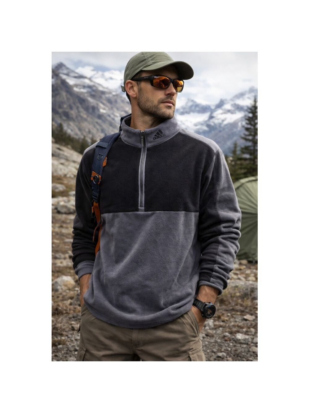 Men's Adidas Gray Black ClimaWarm 1/4 Zip Sweatshirt XL